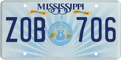 MS license plate ZOB706