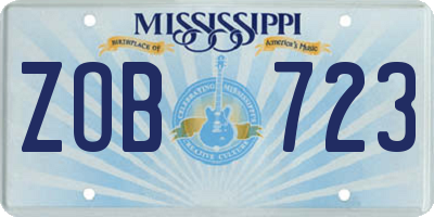 MS license plate ZOB723