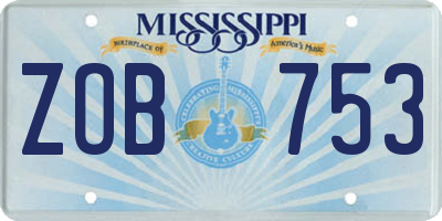 MS license plate ZOB753