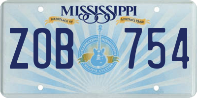 MS license plate ZOB754