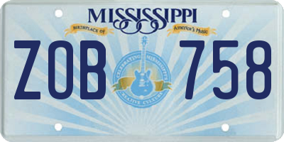 MS license plate ZOB758