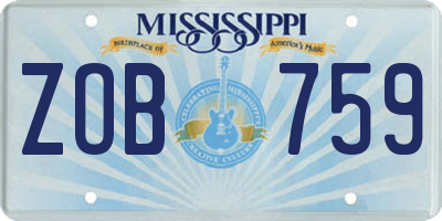 MS license plate ZOB759