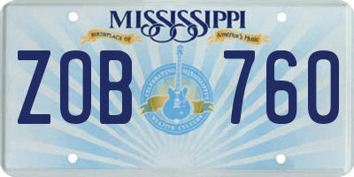 MS license plate ZOB760