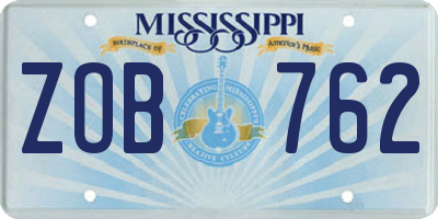 MS license plate ZOB762