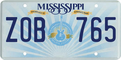 MS license plate ZOB765