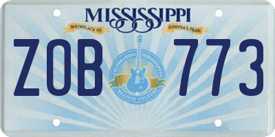 MS license plate ZOB773