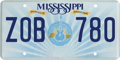 MS license plate ZOB780