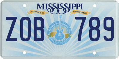 MS license plate ZOB789