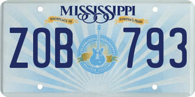 MS license plate ZOB793