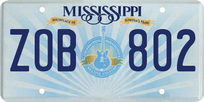 MS license plate ZOB802