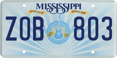 MS license plate ZOB803