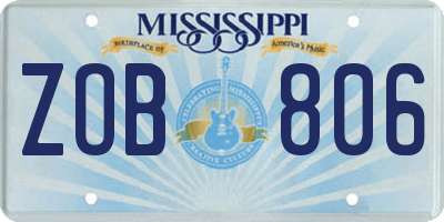 MS license plate ZOB806