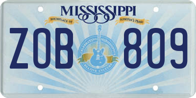 MS license plate ZOB809