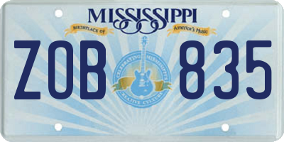 MS license plate ZOB835