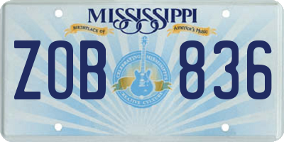 MS license plate ZOB836