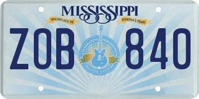 MS license plate ZOB840