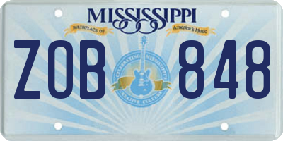 MS license plate ZOB848