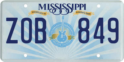 MS license plate ZOB849