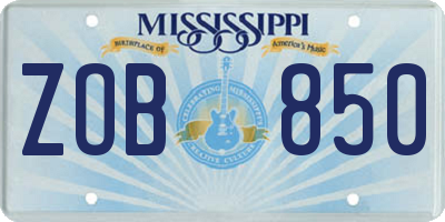 MS license plate ZOB850