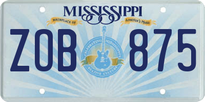 MS license plate ZOB875