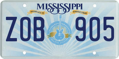 MS license plate ZOB905