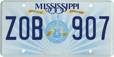 MS license plate ZOB907
