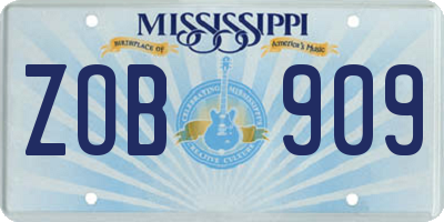 MS license plate ZOB909