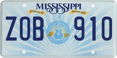 MS license plate ZOB910