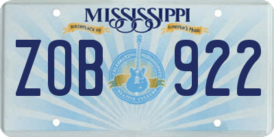 MS license plate ZOB922