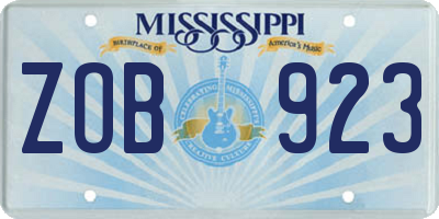 MS license plate ZOB923