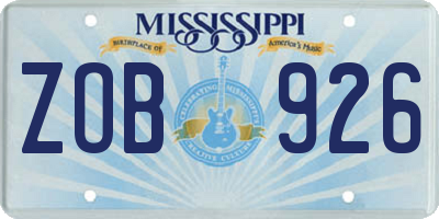 MS license plate ZOB926