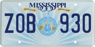 MS license plate ZOB930