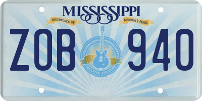 MS license plate ZOB940