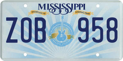 MS license plate ZOB958