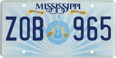 MS license plate ZOB965