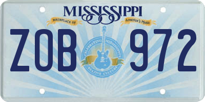 MS license plate ZOB972