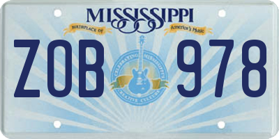 MS license plate ZOB978