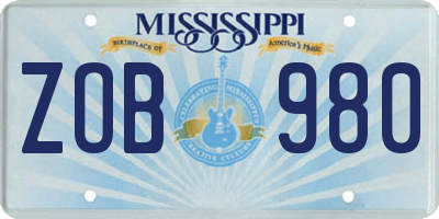 MS license plate ZOB980