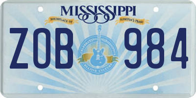MS license plate ZOB984