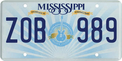 MS license plate ZOB989