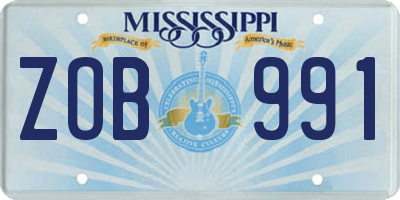 MS license plate ZOB991