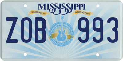 MS license plate ZOB993