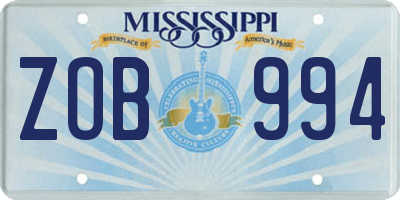 MS license plate ZOB994