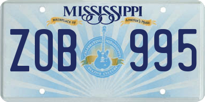 MS license plate ZOB995
