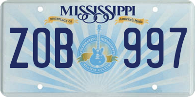 MS license plate ZOB997