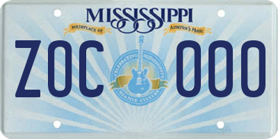 MS license plate ZOC000