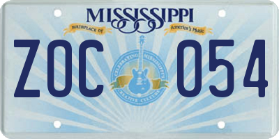 MS license plate ZOC054