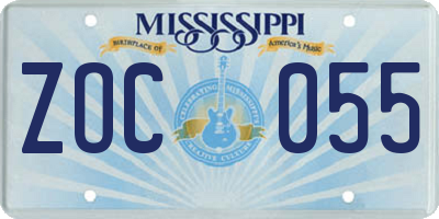 MS license plate ZOC055