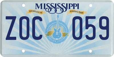 MS license plate ZOC059