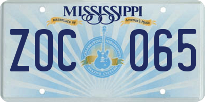 MS license plate ZOC065
